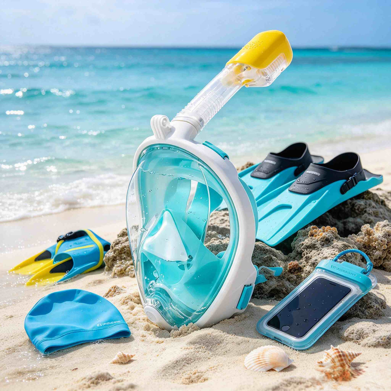 Snorkel Mask Full Face - Dry Type Anti-Fog Full Face Snorkel