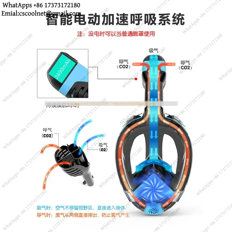 Snorkel Mask Full Face - JS02 Electric Snorkeling Mask Full Face