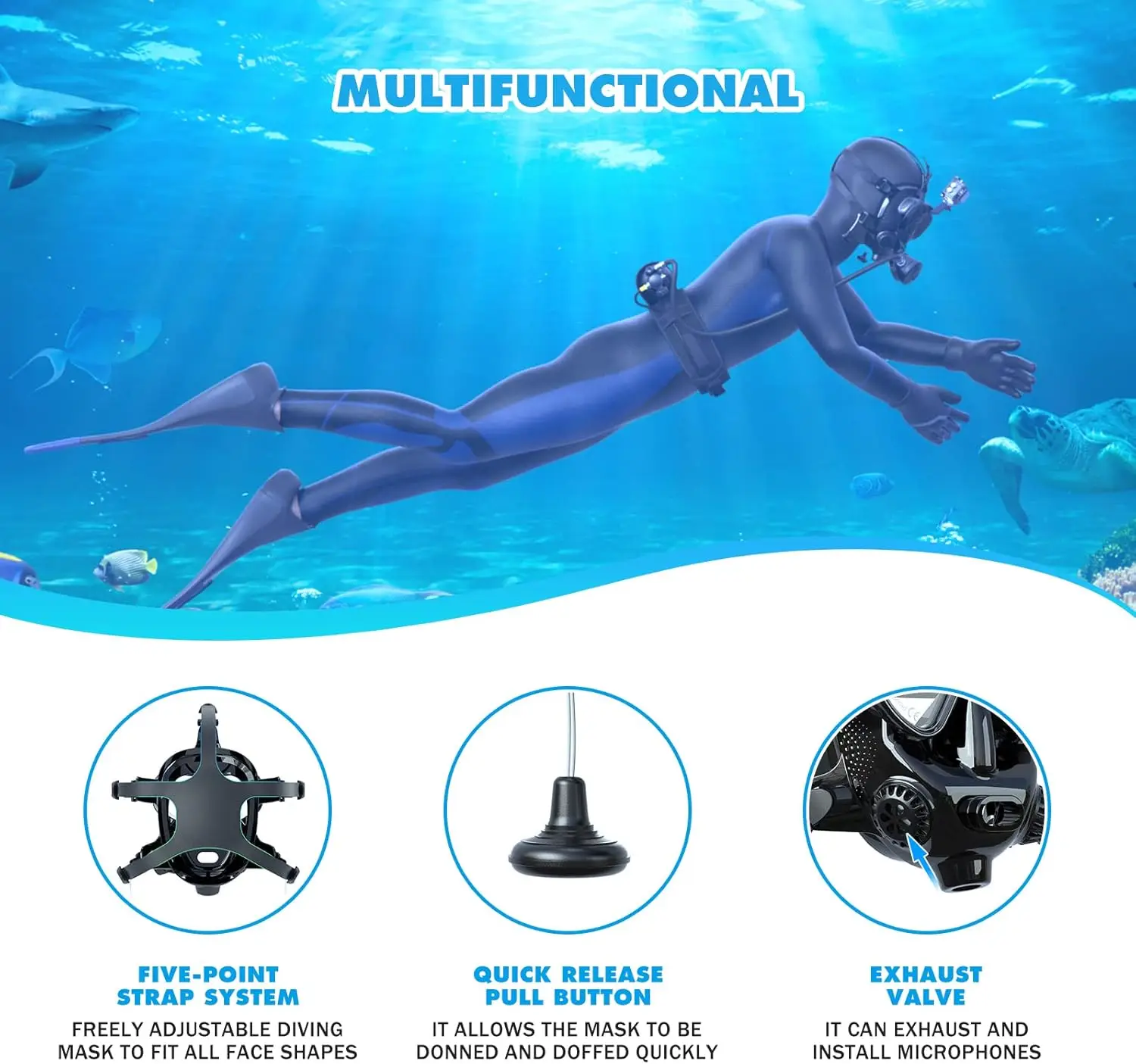 Full Face Diving Mask with Cam - Snorkel Mask Full Face review and price
