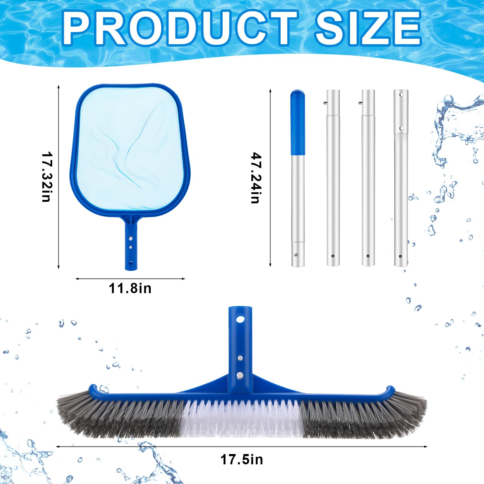 3 Pcs Pool Cleaning Kit with H - Pool Skimmer Net review and price
