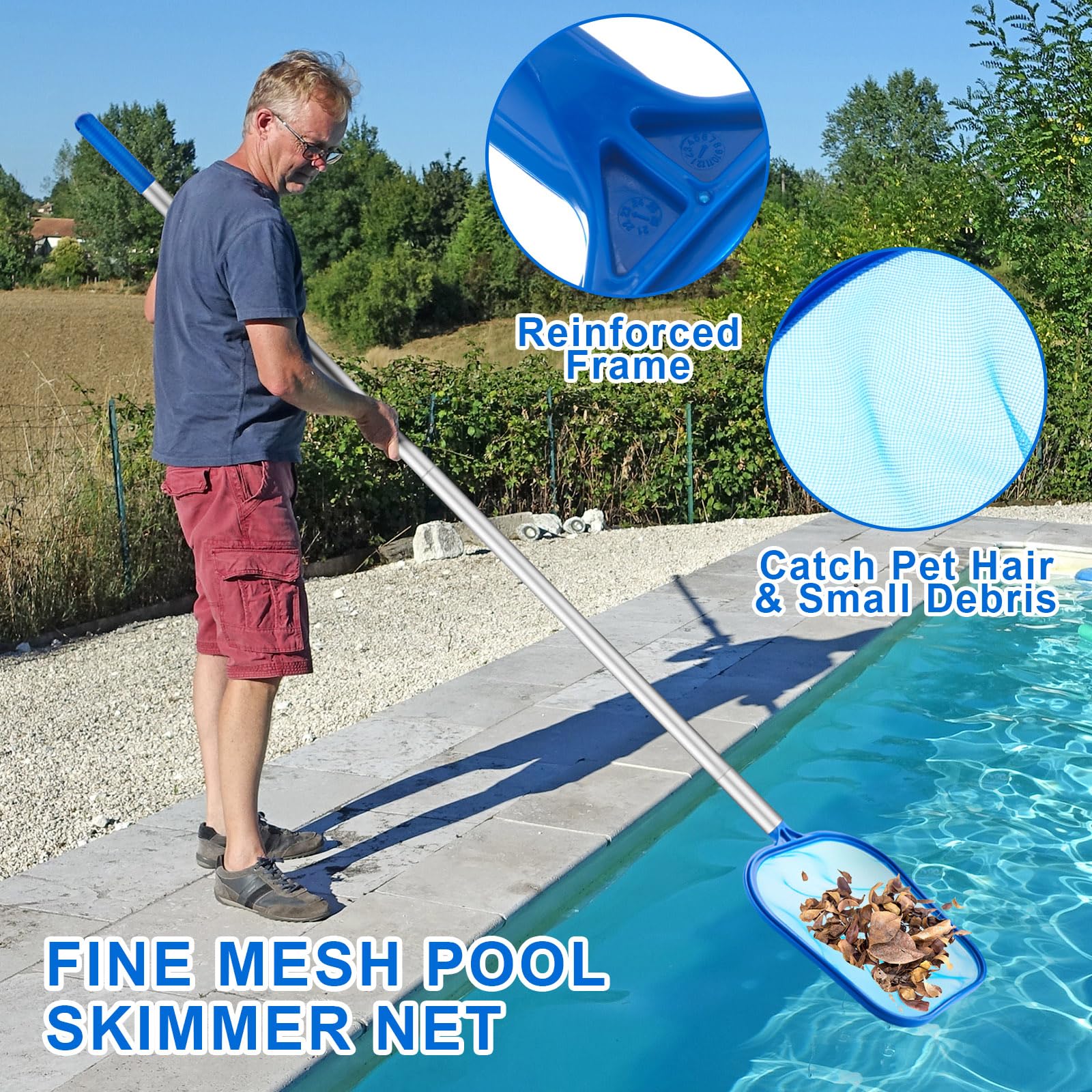 3 Pcs Pool Cleaning Kit with H - Pool Skimmer Net review and price